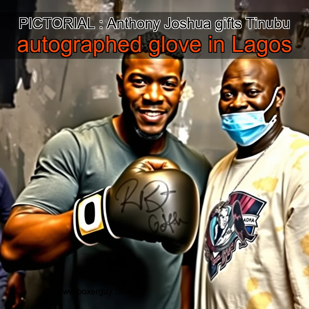 You are currently viewing PICTORIAL : Anthony Joshua gifts Tinubu autographed glove in Lagos